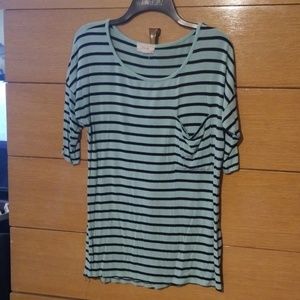 Navy and teal striped shirt